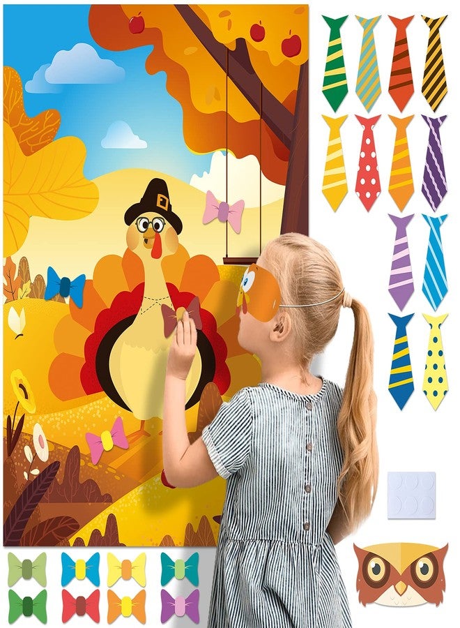 WEEPA Pin The Tie and Bow on The Turkey Game Thanksgiving Games Friendsgiving Party Decorations - Image 1
